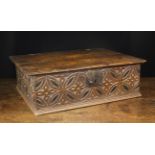 A Late 17th Century Boarded Oak Bible Box attributed to the West Country.