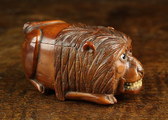 A Quirky 19th Century Coquilla Nut Snuff Box carved in the form of a dumpy, - Image 3 of 6