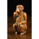 A Fine 19th Century Carved Boxwood 'Monkey' Snuff Box.