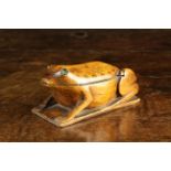 An Early 19th Century Fruitwood Snuff Box carved in the form of a Frog.