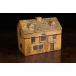 A Fine & Rare Early 19th Century Folk Art Painted Wooden Tea Caddy in the form of a House.