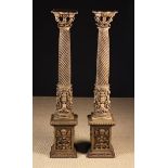 A Pair of 17th Century Carved Ornamental Columns.