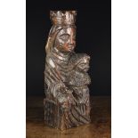 A Good Early 19th Century Pine Sculpture carved in the round with depiction of Crowned Virgin &