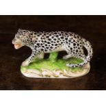 A Large 19th Century Porcelain Model of a Leopard with hand painted markings,