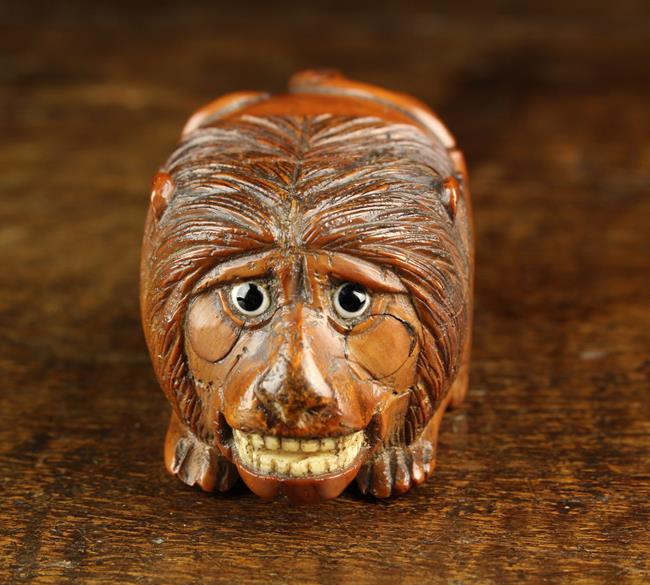 A Quirky 19th Century Coquilla Nut Snuff Box carved in the form of a dumpy, - Image 2 of 6