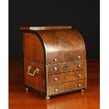 A 19th Century Three Bottle Decanter Box in the form of a cylinder-topped bureau.