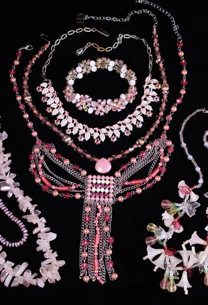 A Pretty Collection of Pink Costume Jewellery to include; a pink quartz necklace, - Image 2 of 2