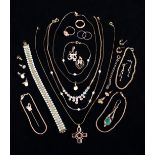 A Collection of Gold Coloured Jewellery to include; four pretty necklaces, five bracelets,