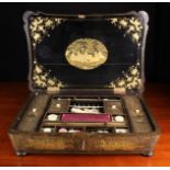 A Large 19th Century Lacquered Work/Sewing Box.