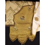 An 18th Century Silk Embroidered Ecclesiastical Cruciform Cloth worked in muted coloured silks with
