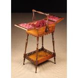 A Victorian Rosewood Sewing Box on Stand.