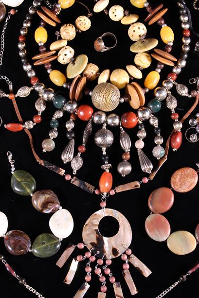 A Group of Seven Necklaces of coloured stones, glass and shell. - Image 2 of 2