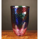 A Large Coloured Dimpled Glass 'Twists' Gallery Art Vase inscribed 'Lichon' and signed on base,