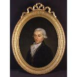 An 18th Century Oval Portrait Painting: Oil on Canvas depicting head & shoulders of an unknown