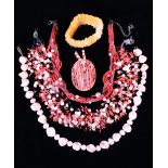 A Small Collection of Costume Jewellery to include; three necklaces of simulated pearls,