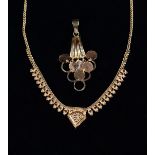 An Intricate Asian 22ct Gold necklace (11g) and an Asian 21ct gold pendant (6g).