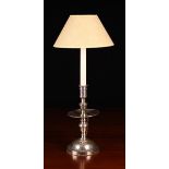 A Single Side Lamp composed from a silver plated Heemskirk candlestick with acorn knopped stem and