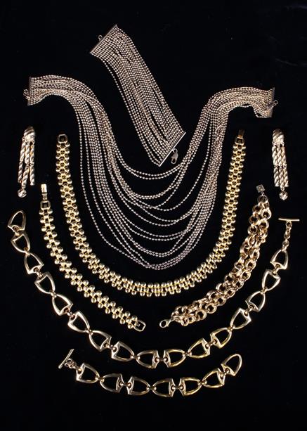 A Collection of Gold-coloured Jewellery to include; A necklace and matching bracelet by Aquascutum,