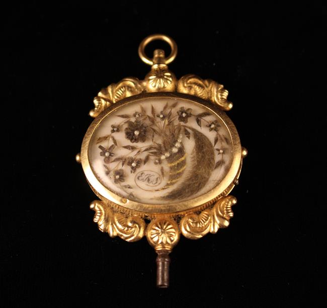 A Fine & Rare Early 19th Century Gold Mounted Memorial Watch Fob with a double sided oval locket