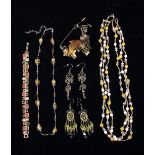 A Group of Pretty Costume Jewellery to include; two necklaces of coloured glass beads,