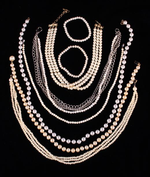 A Group of Five Simulated Pearl Necklaces,