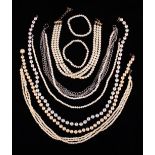A Group of Five Simulated Pearl Necklaces,