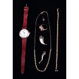 A Collection of 9ct Gold Jewellery to include, a 9ct gold ladies watch,