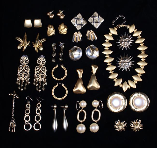 A Collection of Gold Coloured Costume Jewellery to include; a heavy necklace,