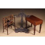 A 19th Century Mahogany Bidet Stool/Low Table, a lacquered bamboo magazine rack,