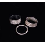 Three Silver Coloured Gentleman's Rings.