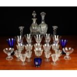 A Group of Glassware: A set of six etched glass custard glasses,