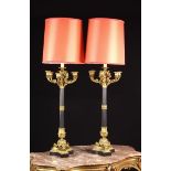 A Pair of Large & Impressive French Empire Style Bronze Candelabra Lamps.