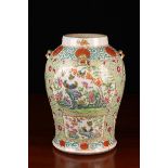 A Fine 19th Century Cantonese Baluster Vase elaborately decorated with polychrome enamelled with