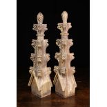 A Pair of Gothic-Revival Carved Oak Finials.