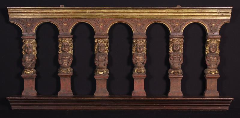 A Late 17th/Early 18th Century Carved & Polychrome Section of Oak Balustrading. - Image 2 of 2