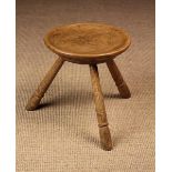 A Good 19th Century Turned 'Cheese-top' Country Stool.