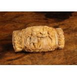 A Fabulous Quality 18th Century Coquilla Nut Snuff Box richly carved in high relief with