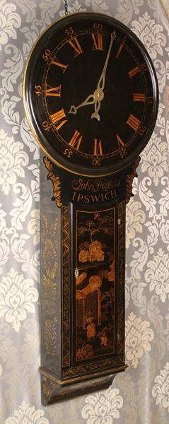 A George III Lacquered Chinoiserie Tavern Clock by John Page Ipswich. - Image 2 of 4