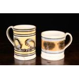 Two Large Early 19th Century Pearl-glazed Cream-ware Tankards (A/F).