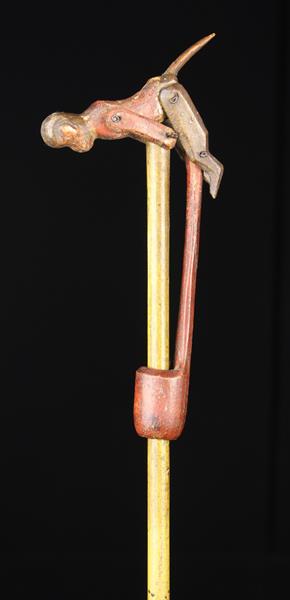 A Small 19th Century Folkart Treen Toy carved and painted in the from of an acrobatic monkey with - Image 4 of 4