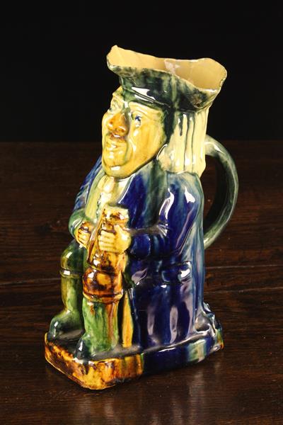 A Large 19th Century Toby Jug dripped in blue, green and brown glaze, 11" (28 cm) in height. - Image 2 of 3