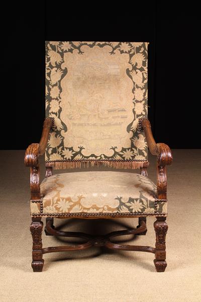 A Large Late 19th Century French Carved Walnut Fauteuil in the Louis XIV Style. - Image 2 of 2