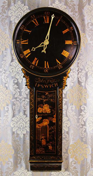 A George III Lacquered Chinoiserie Tavern Clock by John Page Ipswich.