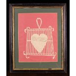 A Late 18th/Early 19th Century Paper-cut Valentine Picture of a Gridiron with heart,