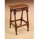 A Fine George I Oak Stool of tall, elegant proportions.