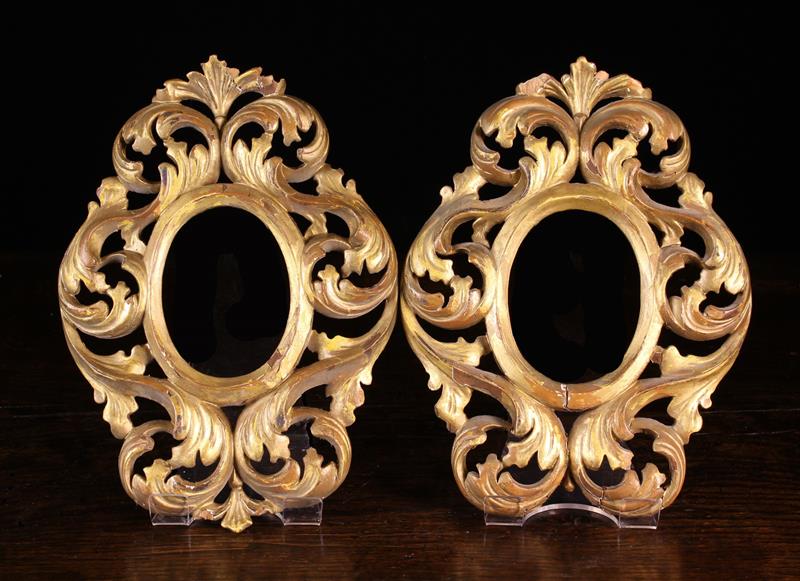 A Pair of Small 19th century Florentine Style Open Carved Picture Frames.