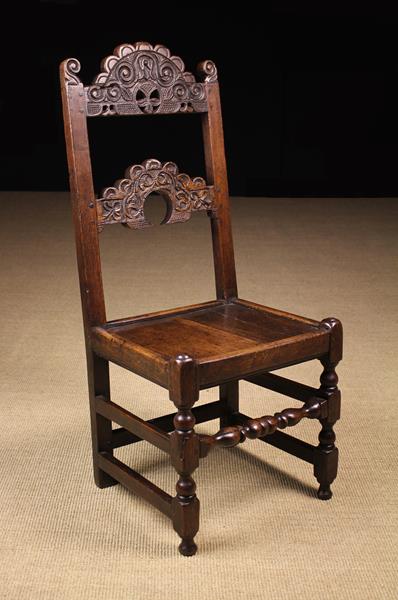 A Good 17th Century Yorkshire/Derbyshire Carved Oak Chair.