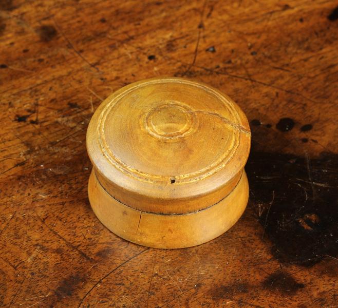 A Small Pocket Compass in a 19th Century Turned Wooden Case, 1¾" (4.5 cm) in diameter. - Image 2 of 2