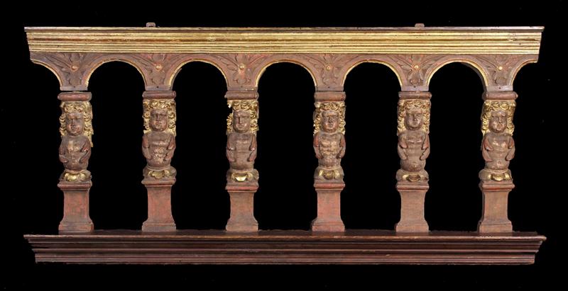 A Late 17th/Early 18th Century Carved & Polychrome Section of Oak Balustrading.