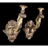 A Pair of Large 18th Century Italian Carved & Painted Wooden Wall Sconces.